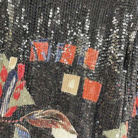 Sequin Blazer Jacket Heavy Black Artsy Art To Wear 2X - Picture 8 of 10